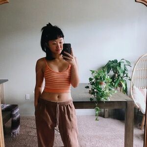 Urban outfitters stripped orange n white tank top